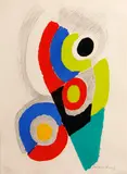 Untitled (Circular composition) by Sonia Delaunay, c. 1975, Color lithograph on heavy paper, sold Aug 2014