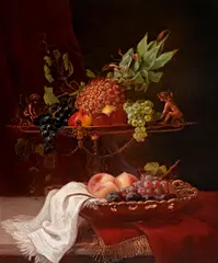 Elizabeth Emerson Keith, Still life with tazza and fruit, oil on canvas