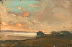 Xavier Martínez, Monterey Bay, oil on board