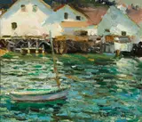 Euphemia Charleton Fortune, Sunlight in the harbor, oil on canvas