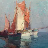 French sailboats by Edgar Alwin Payne, oil on canvas, sold Aug 2014