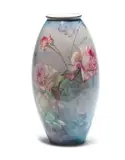 Franz Bischoff, Ovoid vase with pink and yellow roses, 1909, porcelain
