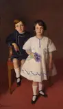 Matteo Sandona, Two children, oil on canvas