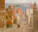 California Street, downtown San Francisco by Jose Moya del Pino, 1939, oil on canvas, sold Aug 2014