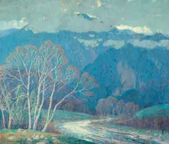 Cornelius Botke, Mountain stream, oil on canvas