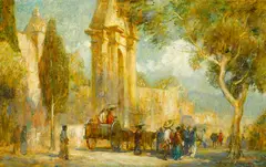 Douglass Ewell Parshall, On the way to the village, oil on canvas