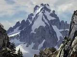 Leland Curtis, Snow covered peak, oil on canvas