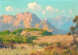 Mountains by Maurice Braun, oil on canvas affixed to board, sold Aug 2014