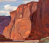 Late afternoon, Canyon De Chelly by Edgar Alwin Payne, oil on canvas affixed to board, sold Aug 2014