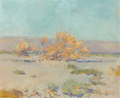 Desert willows by Alson S. Clark, oil on canvas affixed to board, offered Aug 2014