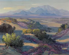 Desert flowers by Fred Grayson Sayre, oil on canvas, sold Aug 2014