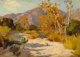 Benjamin Brown, Mountains and sycamores, oil on board
