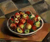Maurice H. Sterne, Bowl of apples, oil on canvas affixed to board