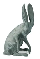 Grooming jackrabbit by Mark Rossi, bronze with light blue patina, sold Aug 2014