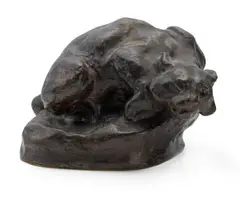 Crouching lynx by Arthur Putnam, bronze with light brown patina, sold Aug 2014