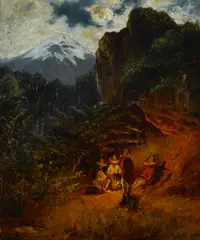 August Lohr, A moonlit landscape, believed to be in the Valley of Mexico, 1903, oil on canvas