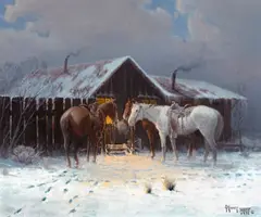 When neighbors come calling by G., 1972, oil on canvas, sold Aug 2014