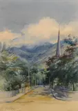Helen Whitney Kelley, Thought to be Nuuanu, Oahu, watercolor on paper