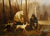 Joseph Beaume, The hunting expedition, oil on canvas