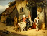 Jules-Alexandre Duval Le Camus, Spinning the wool, oil on canvas