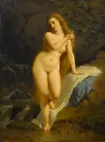 A nude at the river's edge by English School, oil on board, sold Jul 2014