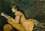 French School, A woman reading, oil on canvas