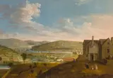Francis Harding, A view of a town with an extensive landscape beyond, oil on canvas