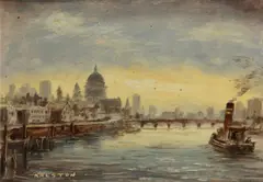 John Ralston, A view of London from the Thames, oil
