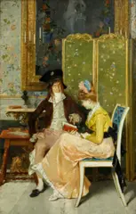 Giovanni Toeschi, A private lesson, oil on canvas