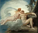 Samuel Woodforde, A study of two classical figures (Diana and Endymion?), oil on canvas
