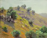 Paul A. Grimm, The old shack; Rocky hillsides, midday; Distant ranch house (three)