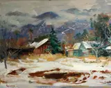Ejnar Hansen, A town in winter, oil on board