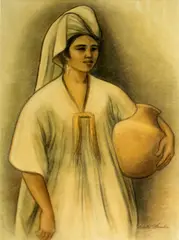 Edith Anne Hamlin, Zinacantecan woman; Water carrier (two), first signed 'Edith Hamlin' (lower left); second signed 'Edith Hamlin' (lower right)