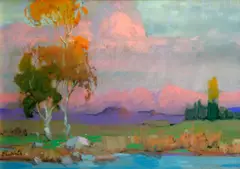 Theodore N. Lukits, Sunset, pastel on paper