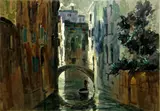 unknown Artist, Venice in late afternoon, oil and wash on canvas