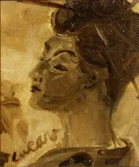 Geisha by Pascal Cucaro, 1961, oil on canvas on board, sold Jul 2014