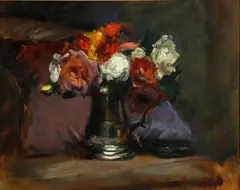 George Bruce, Roses in Silver, oil on canvas