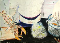 Billy Sullivan, Untitled (Melons on a plate), 1989; Untitled (Lobster dinner), 1984 (2)