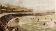 Henry Sandham, A Base Ball Game, 1897, Handcolored photogravure on wove paper, after a 1894 painting