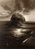 Jerry Uelsmann, Untitled (Rock Mound on Beach), 1979, Gelatin silver print