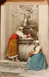 Federico Ballesio, At the well, watercolor over pencil heightened with gum arabic on paper laid down on board
