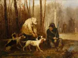 Joseph Beaume, The hunting expedition, oil on canvas