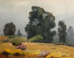 Jon Blanchette, Trees and wildflowers, oil on masonite
