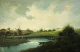 Henry H. Cross, Dutch landscape, oil on canvas affixed to board