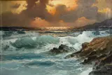 Alexander Dzigurski, Waves breaking at sunset