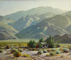 Paul A. Grimm, Desert adobe, oil on masonite