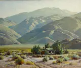 Paul A. Grimm, Desert adobe, oil on masonite