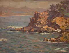 Stephen Seymour Thomas, Castle Rock, Point Lobos, Carmel, oil on panel