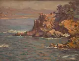 Stephen Seymour Thomas, Castle Rock, Point Lobos, Carmel, oil on panel
