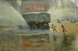 Lushnikov, The Street Washer, First of May, 1953, oil on canvas